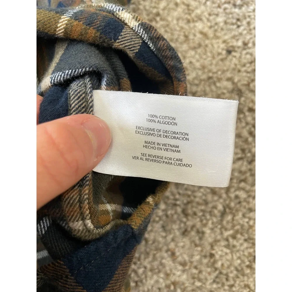 Eddie‎ Bauer  Mens XXL Flannel Shirt Brown Plaid Excellent Long Sleeve Cotton